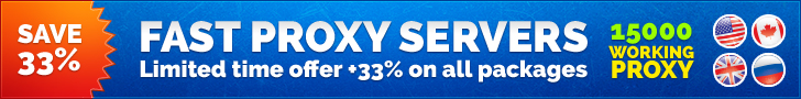 Save 33%! FAST PROXY SERVERS. Limited time offer +33% on all packages. 15000 WORKING PROXY!